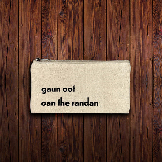 Fairtrade cotton zip bag - Gaun oot oan the randan