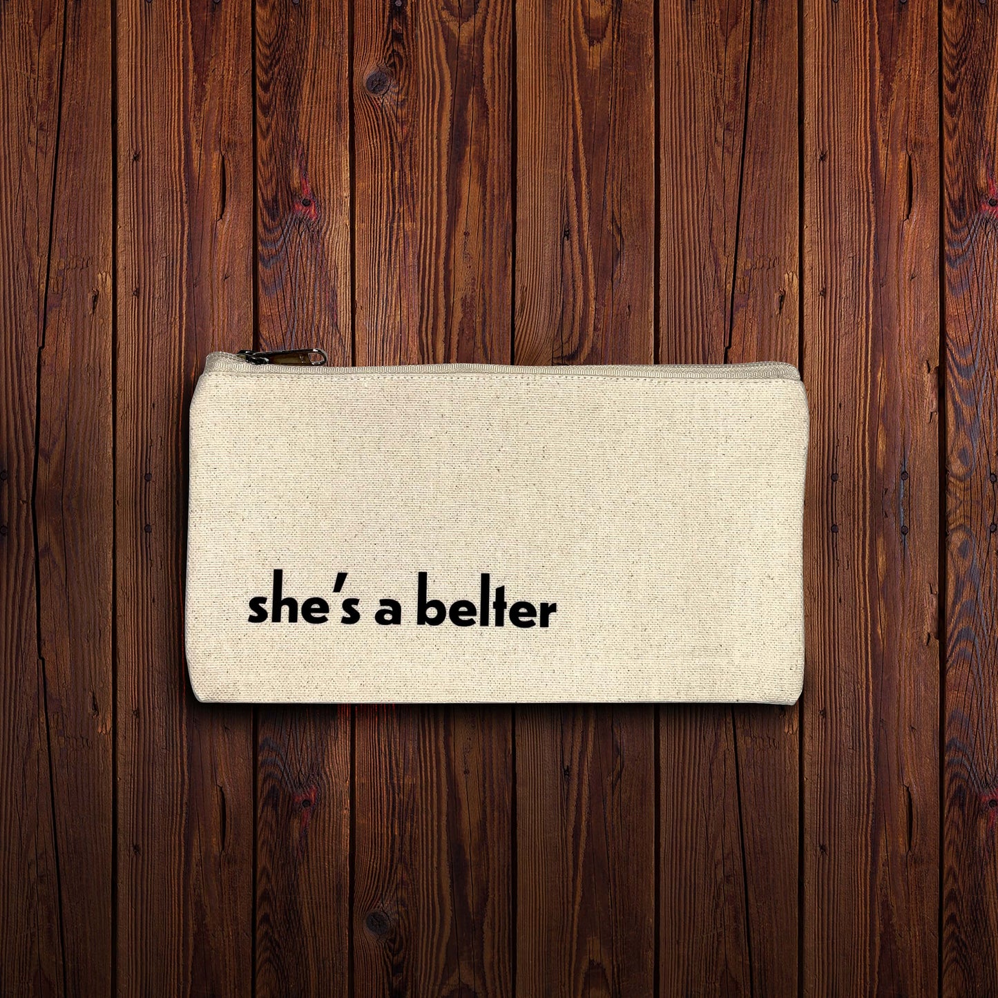 Fairtrade cotton zip bag - She's a belter